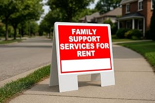 Family Support Services For Rent Write On Me Red Folding Coroplast A-Frame Double-Sided 23in x23in