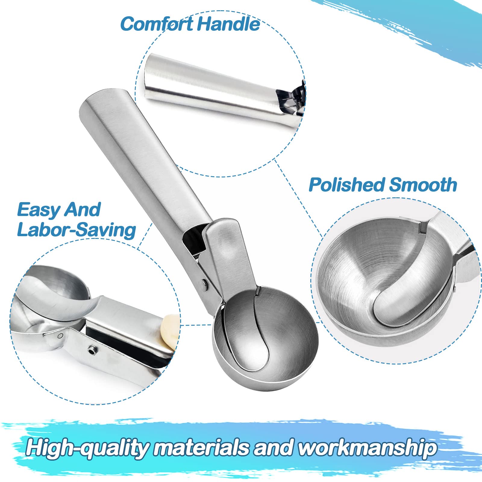 Paletta Per Gelato In Acciaio Inox Con Grilletto - Porzionatore Per Biscotti, Melone, Polpette - Foto 11