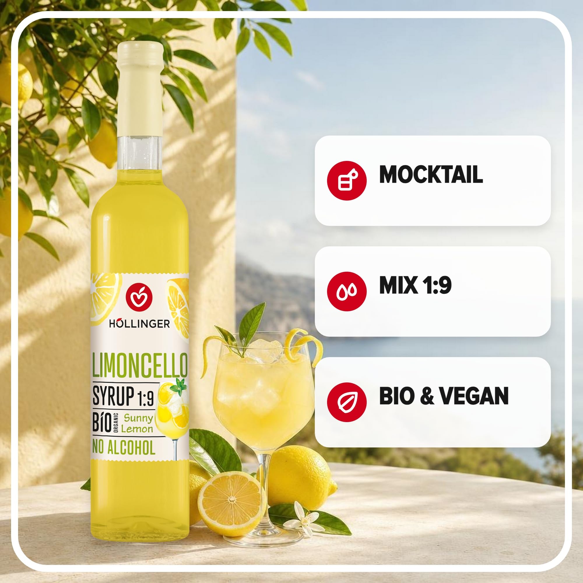 HÖLLINGER Sirops Viva Italia Cocktail Bio Sans Alcool, Pack de 3 Saveurs (Limoncello, Aperitivo, Bellini), 3x500ml, Concentré 1:9