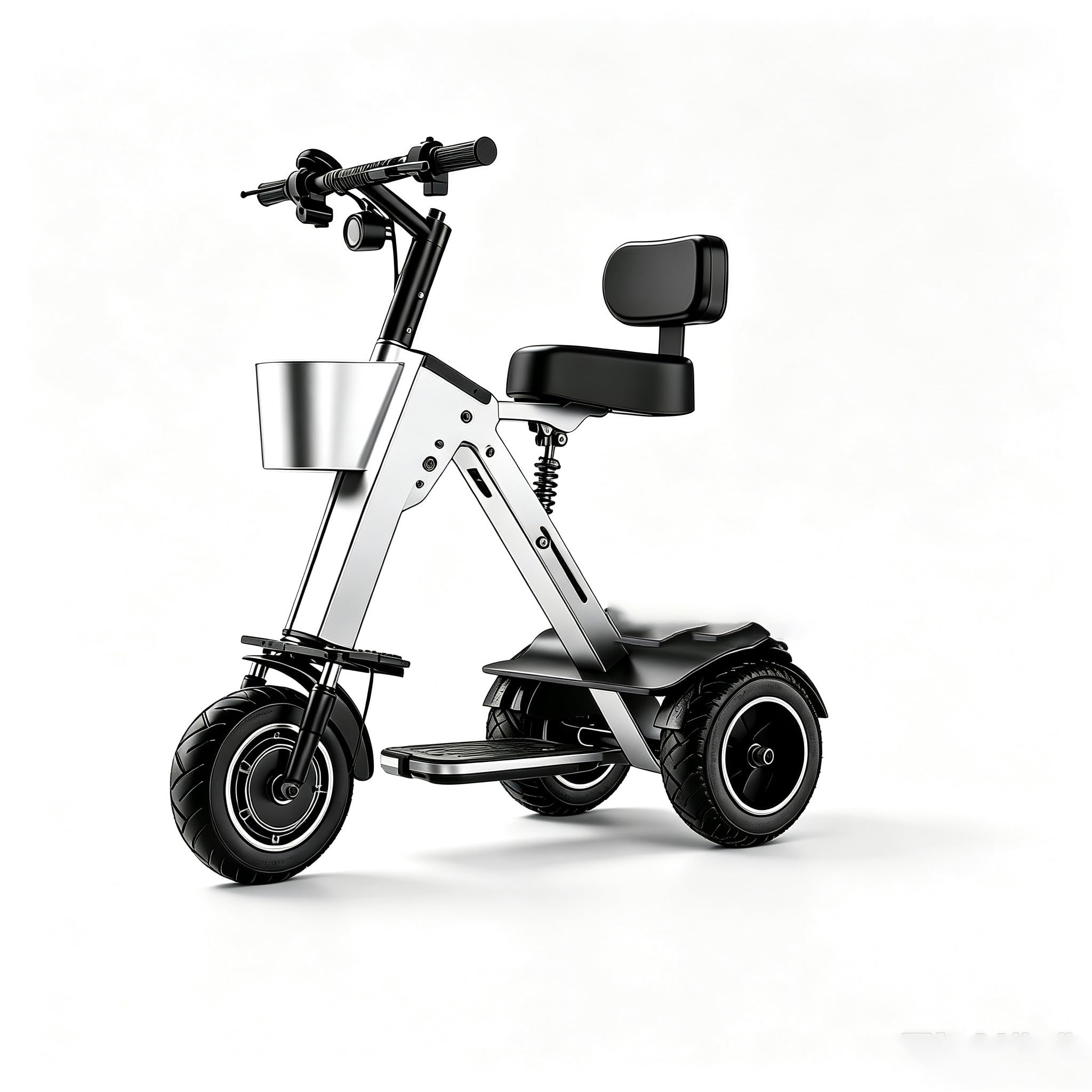 Scooter elettrico pieghevole a 3 ruote con cestino anteriore