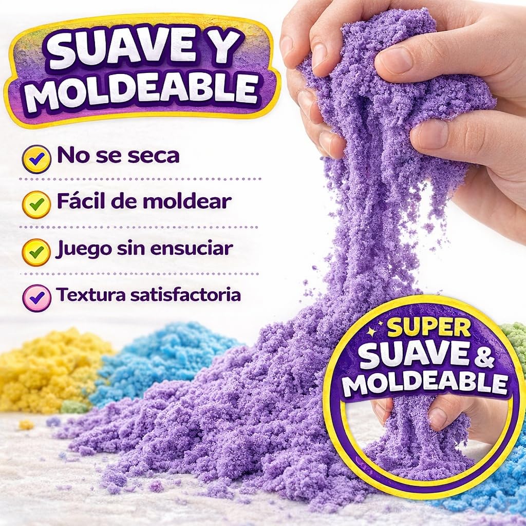 Maletín de actividades y arena mágica con Moldes de Helados – Arena Cinética – Maletín Portátil con Herramientas y Figuras 3D – Juguete Sensorial Educativo para niños y niñas de 3 4 5 6 7 8 años — view 3