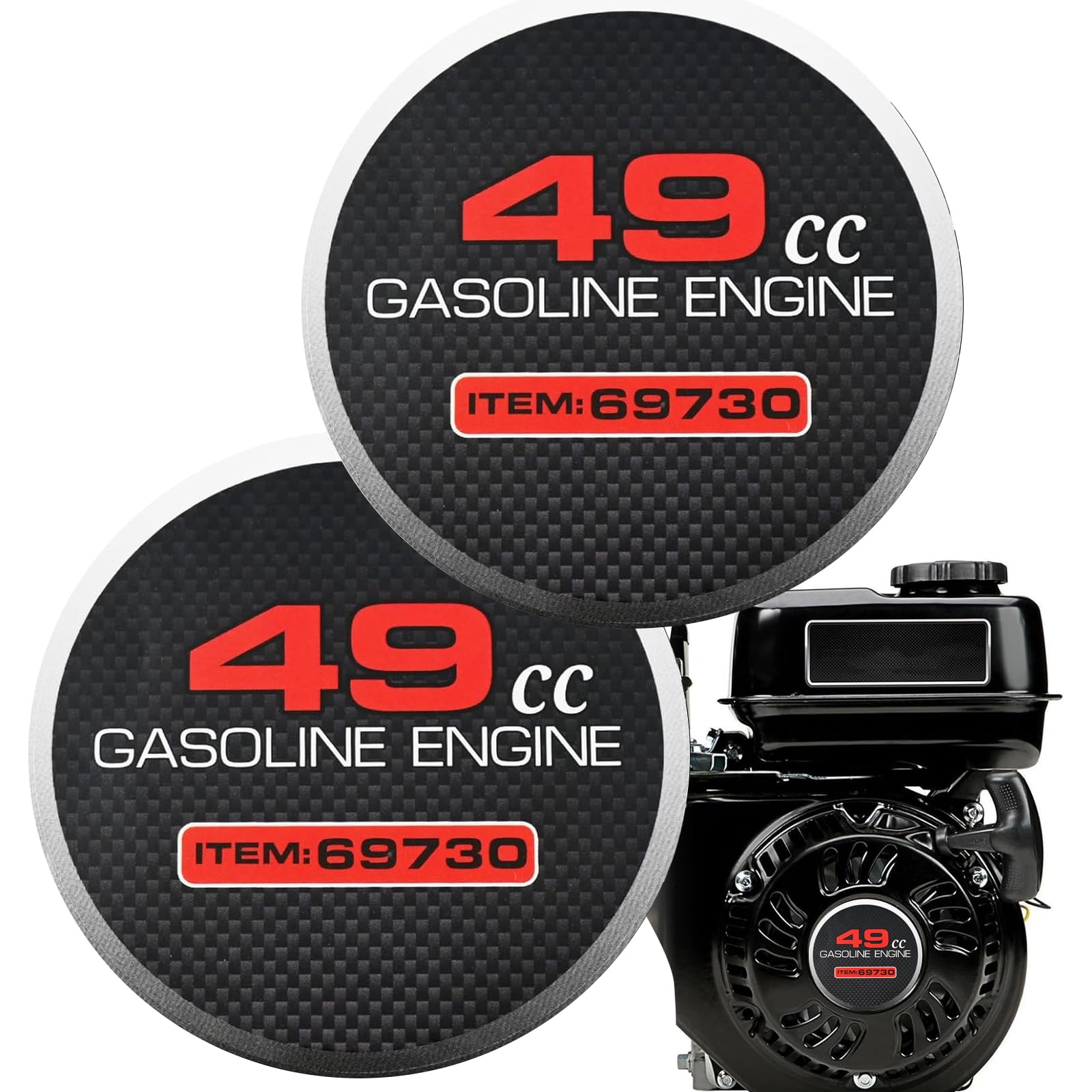 SOFO 2PCS 49cc Item 69730 Pull Starter Sticker - for Predator 212cc 196cc 224cc 200cc Engine for Coleman BT200X CT200U KT196 Baja MB200 Performance Parts Go Kart Mini Bike