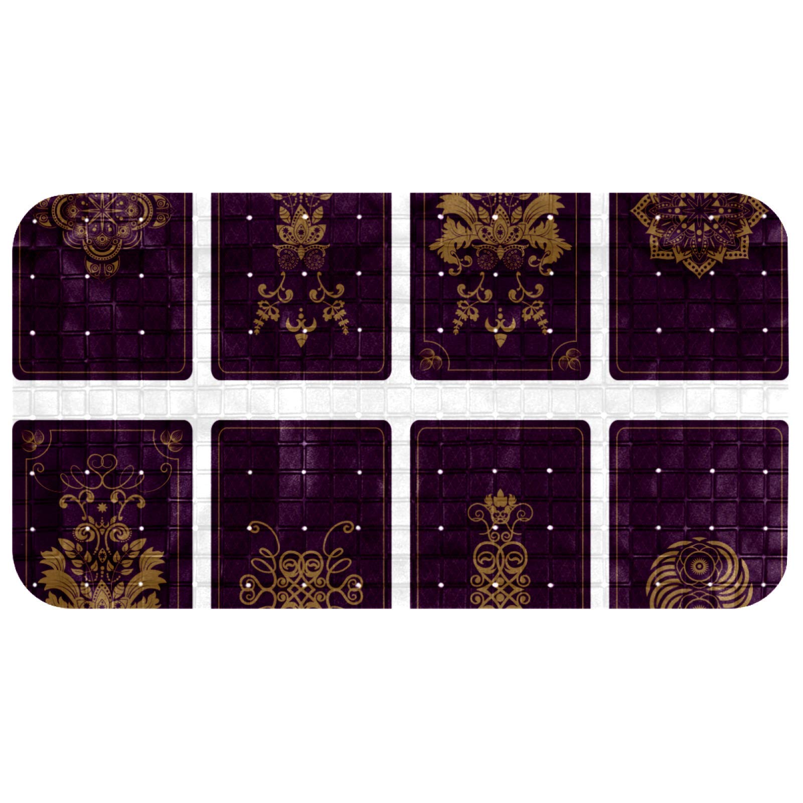 Tapis de bain violet 68,3 x 37,3 cm sain non toxique motif floral