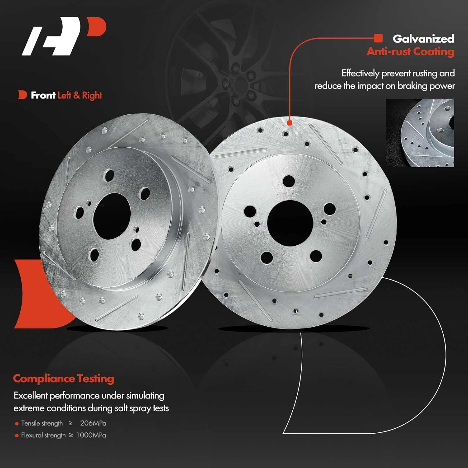 A-Premium 10.2 in (259 mm) Rear Disc Brake Rotors + Ceramic Pads Kit Compatible with Pontiac & Toyota Models -Corolla 2009-2019, Matrix 2009-2014, Vibe 2009-2010, Prius Prime 17-22, Prius AWD-e 19-22