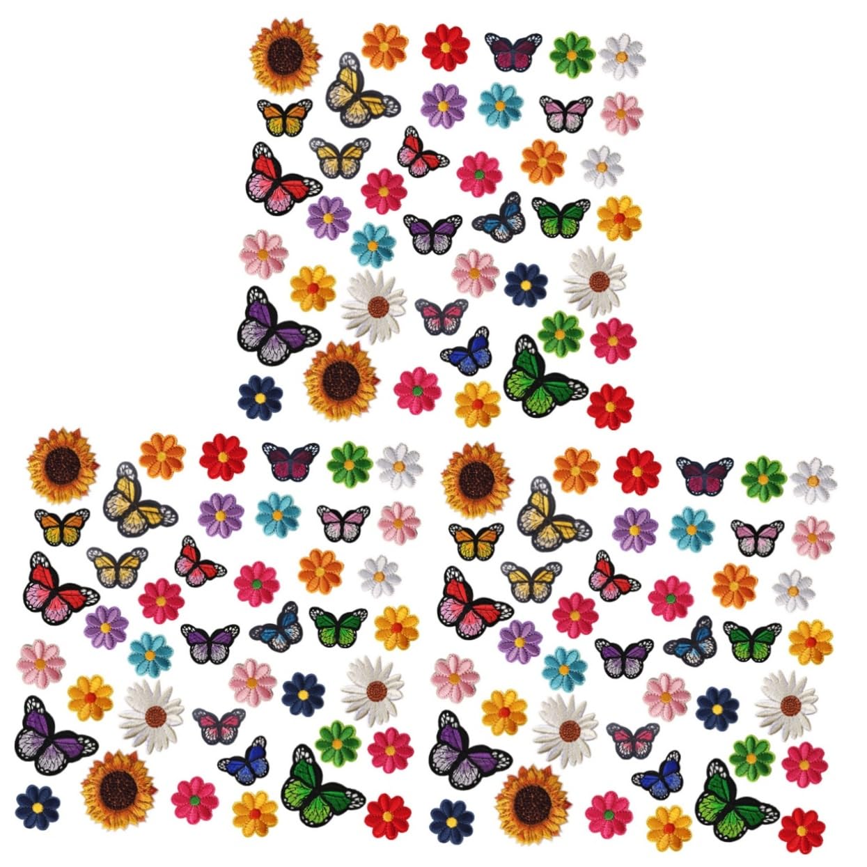 STOBOK 126stücke Teiliges Bunter Bestickter Blumen Und Schmetterlings-patches -bügelflicken Für Kleidung Taschen Und Accessoires Zum Verzieren Und Reparieren