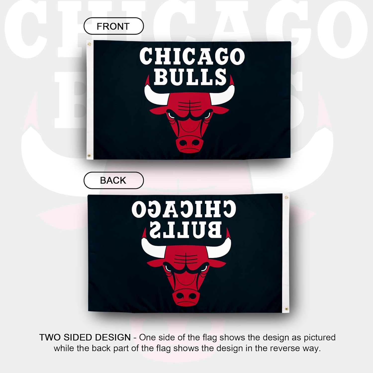 Desert Cactus Chicago Bulls CB Flag - 3 x 5 Feet Bulls Banner, Indoor/Outdoor Durable Fabric, 100% Polyester Design (Style J) - Image 2