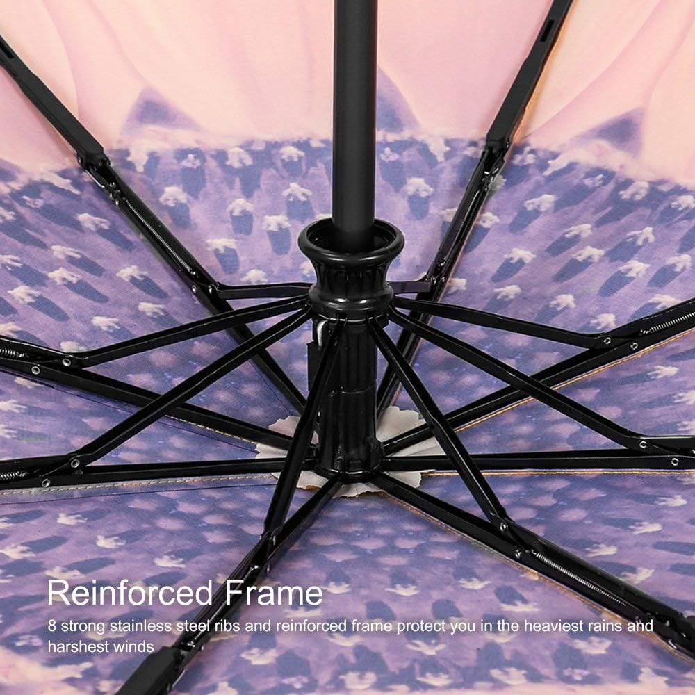 YumSur Compact Travel Umbrella - Windproof, Reinforced Canopy, Tested in 60mph Winds, Strong Reinforced Windproof Umbrella, One Touch Auto Open/Close for Men & Women - Image 4