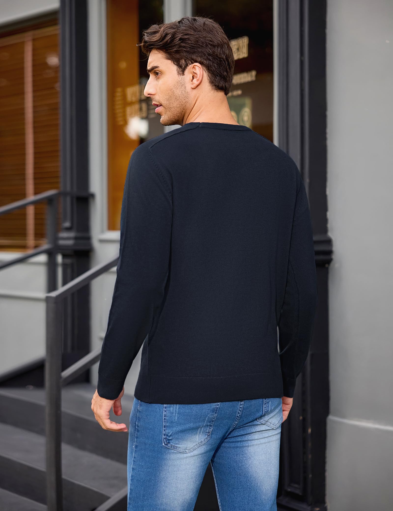 iClosam Suéter para Hombre Cuello Redondo Manga Larga Tejido de Punto para Trabajo