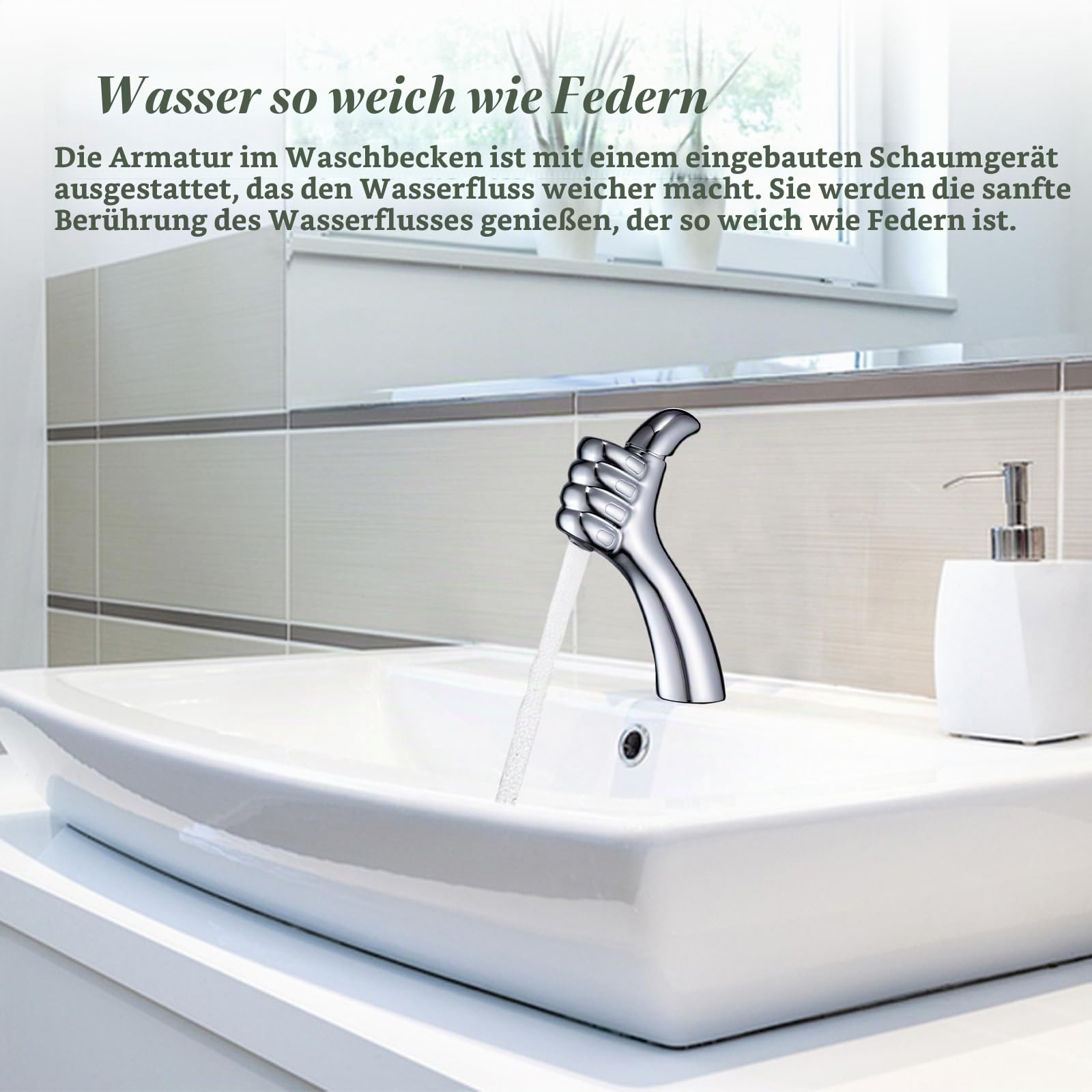 Wasserhahn Bad, Waschtischarmatur mit Keramikkartusche, Einhebel-Waschtischarmatur mit Wasserzulaufrohr, Warm und kalt regelbar, für Badezimmer