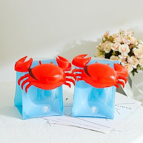 Miniatura 6 de Paquete de 2 flotadores de brazo para niños, lindos flotadores inflables de dibujos animados para brazo de piscina, anillos de natación, bandas de