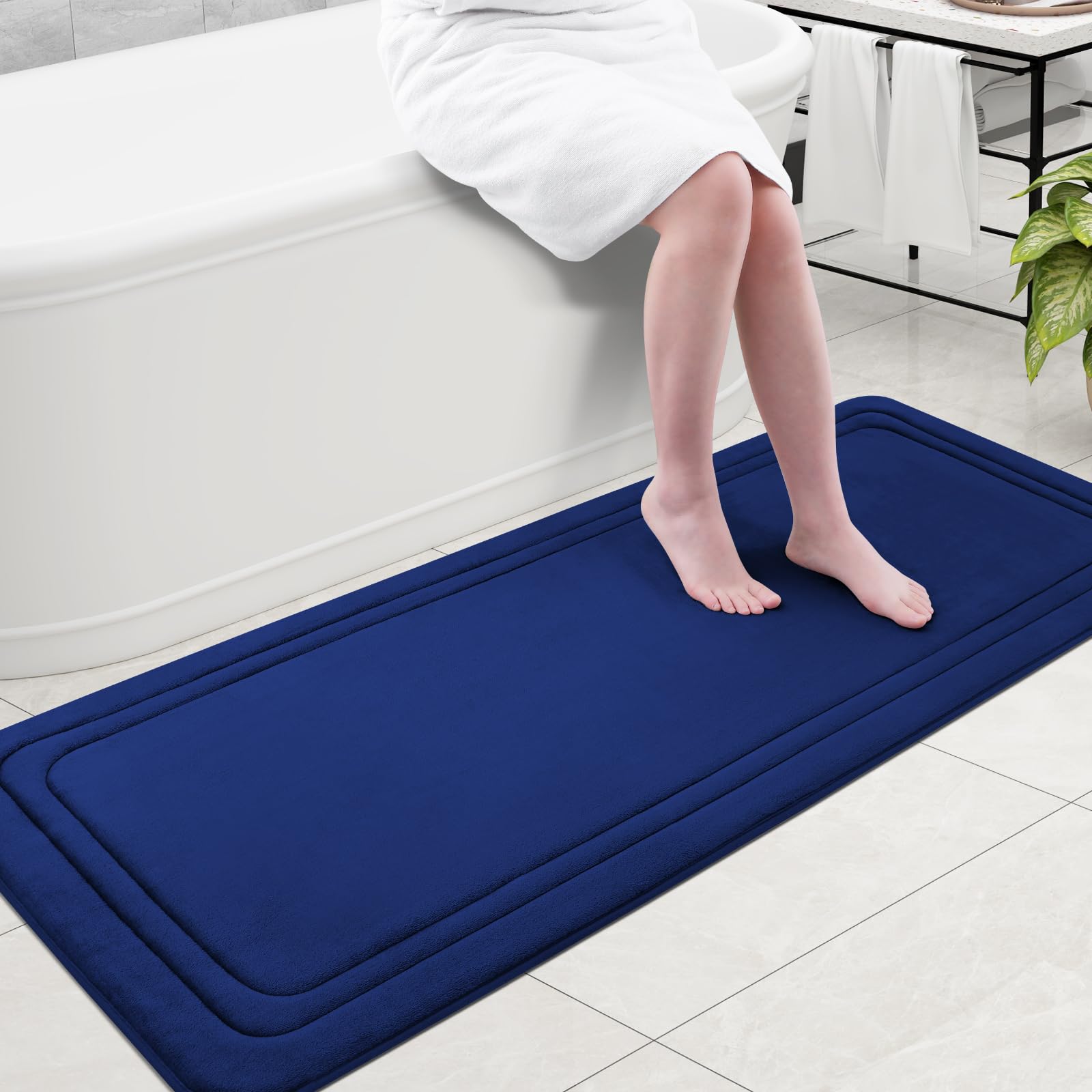 Grandaily Memory Foam Bath Mat Rug 59x24, Ultra Soft, Non-Slip and Absorbent Bathroom Rugs, Machine Wash Dry, Comfortable Bath Carpet for Bathroom