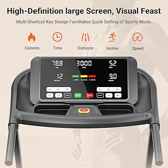 THERUN Incline Treadmill, 0-12% Auto Incline Treadmill for Running and Walking, 300 lbs Weight Capacity, Wide Belt,3.0HP,18" LED Screen, 2 Layers Shock-Absorbing Red