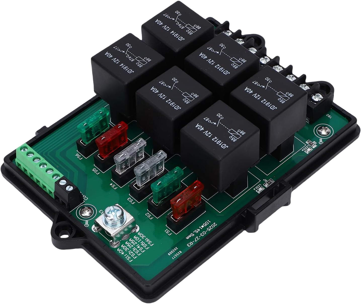 Hilitand 12V 6 Relay Box with LED Indicators 2x5Pin 4x4Pin 40A Relays 14 Nylon Retardant with Cover for Automotive Car Truck Boat RV UTV ATV
