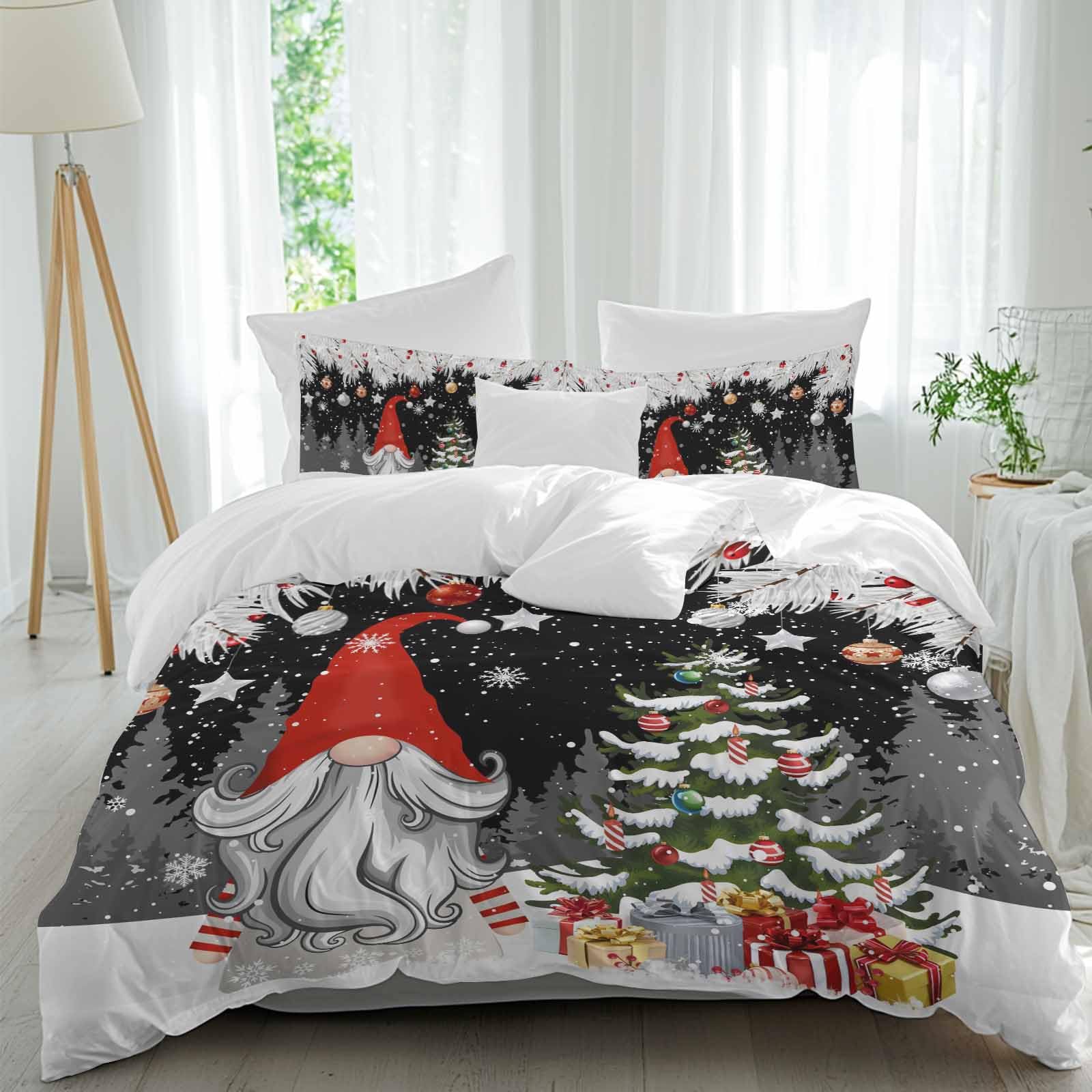 Winter Pine Bed Duvet Cover Full Size Washed Patterned Textured Duvet Cover Sets with Zipper Tiers Microfiber Soft