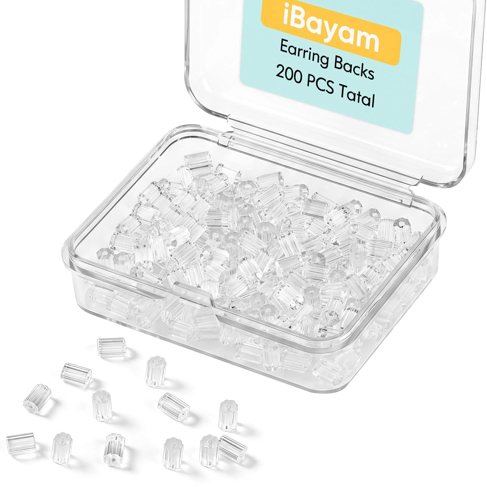 iBayam Silicone Earring Backs Replacements, 220PCS Clear Earring Backings
