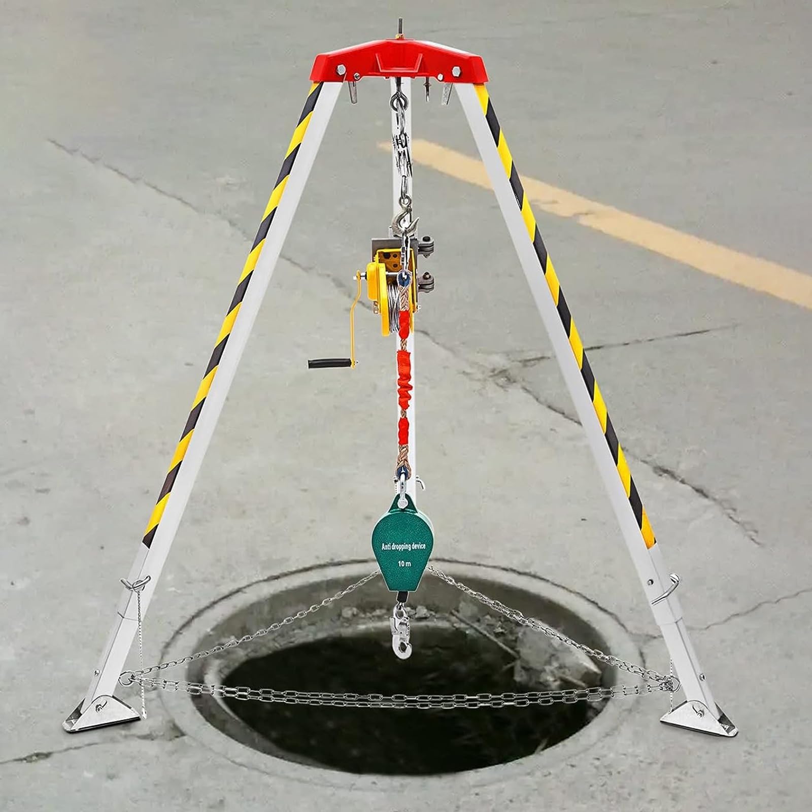 Sistema de trípode de Rescate de alcantarillado con cabrestante de elevación de 1200 1800 2600 Libras, Kit de trípode portátil de Aluminio para Espacios confinados con arnés de Seguridad de Protecci
