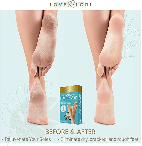 Miniatura 6 de Love Lori - Mascarilla hidratante para pies hidratantes 3 pares de pies ultra hidratantes para pies secos agrietados sin pelar con ácido hialurónico