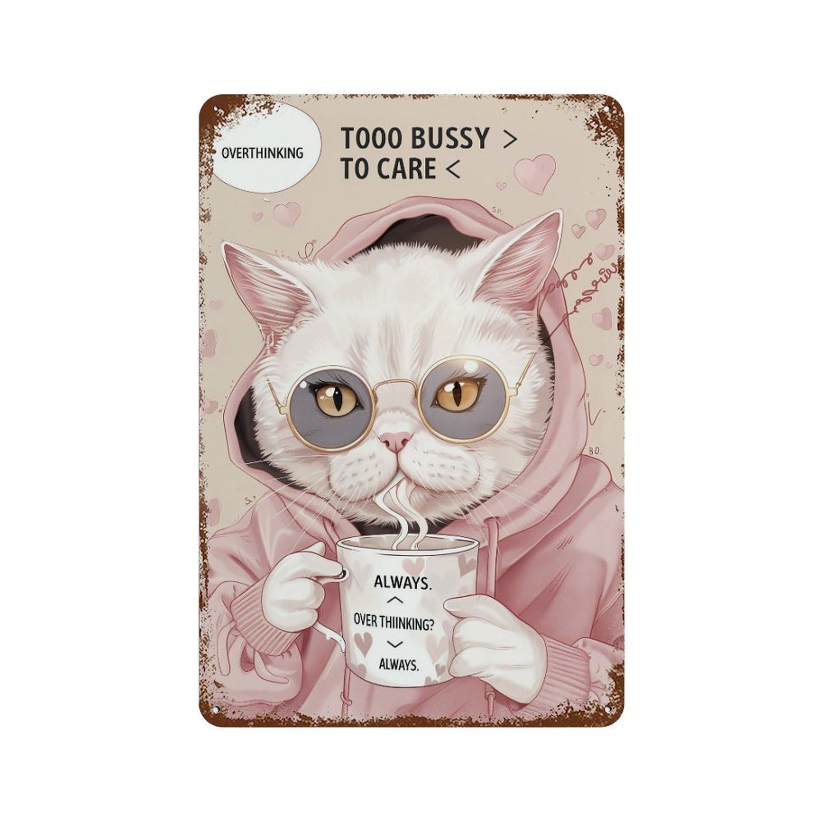 HDURYEYRYY Overthinking Mode On 03 Wall Retro Iron Vintage Art Metal Tin Sign Poster Modern Home Cofffee Club Art Bar Shop Decor Style 30x20cm