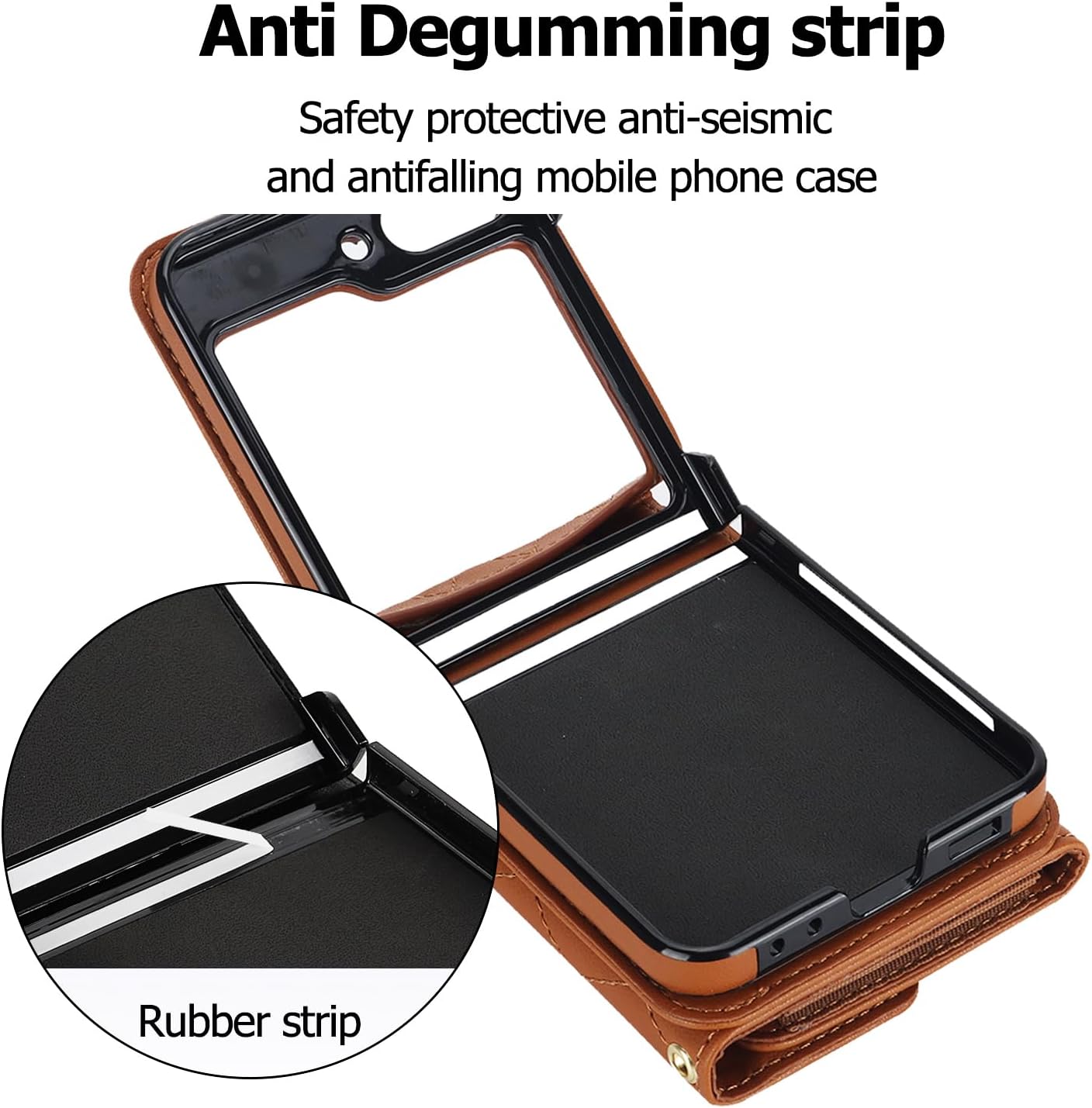 Crossbody Wallet Phone Case for Samsung Galaxy Z Flip 7 FE, Premium PU Leather Cover with Hinge Protection & Adjustable Strap Lanyard & RFID Blocking Card Holder, Aesthetic Luxury (Brown)