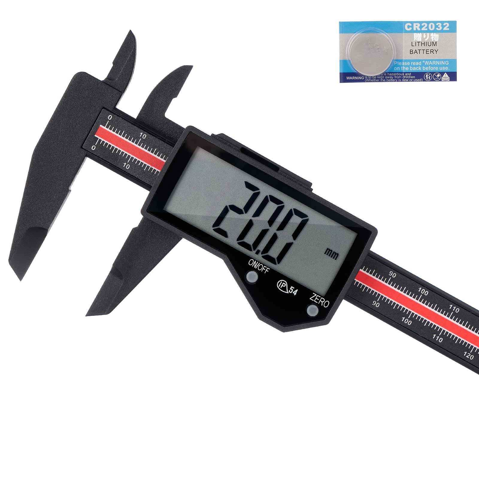 Adoric Digital Caliper 5.9 inches (150 mm) Carbon Fiber High Precision Vernier Caliper LCD Display External Diameter Depth Step Measurement Hold Function Zero Reset Waterproof Dustproof Battery