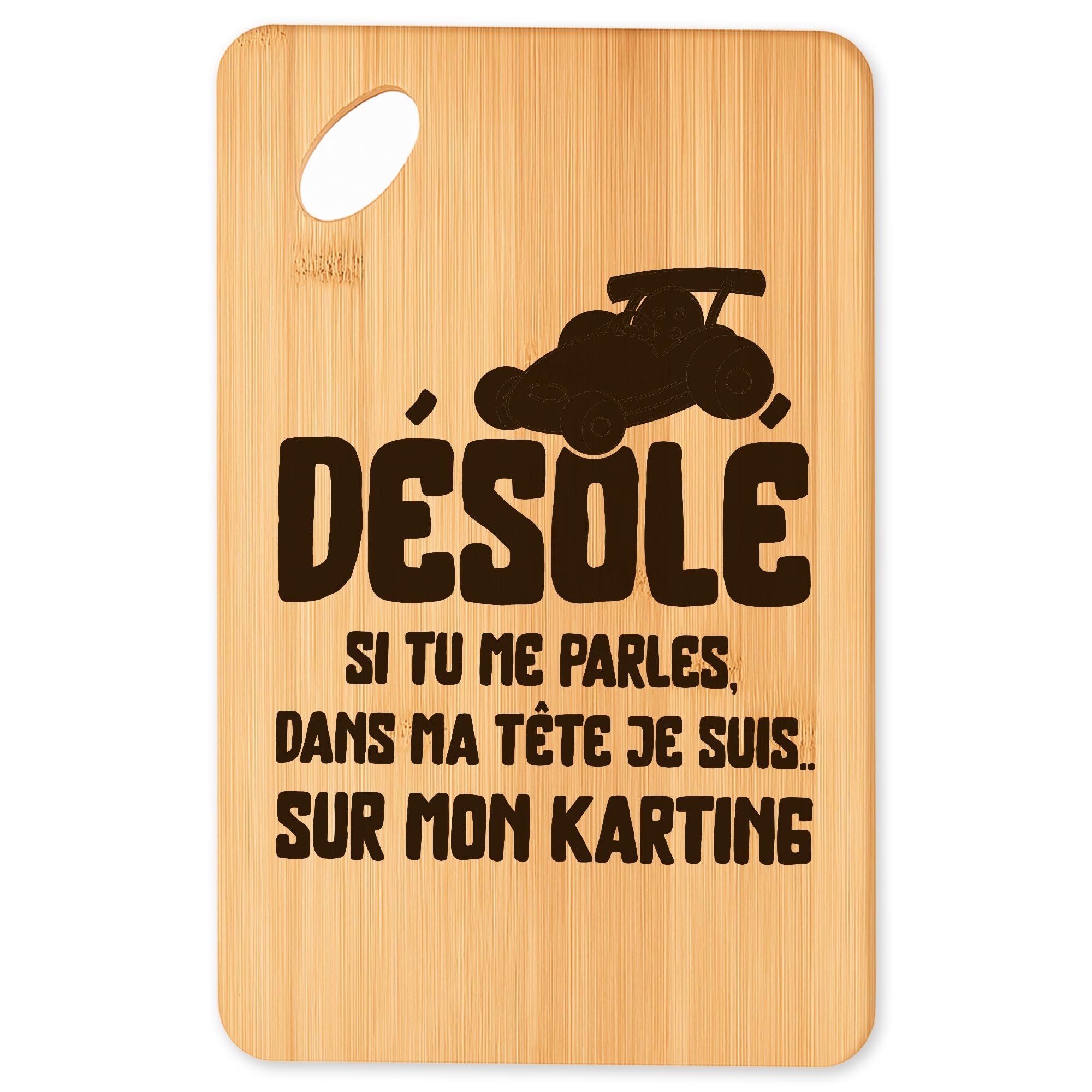 Planche à découper Karting en bambou, le cadeau original parfait pour passionné de cuisine