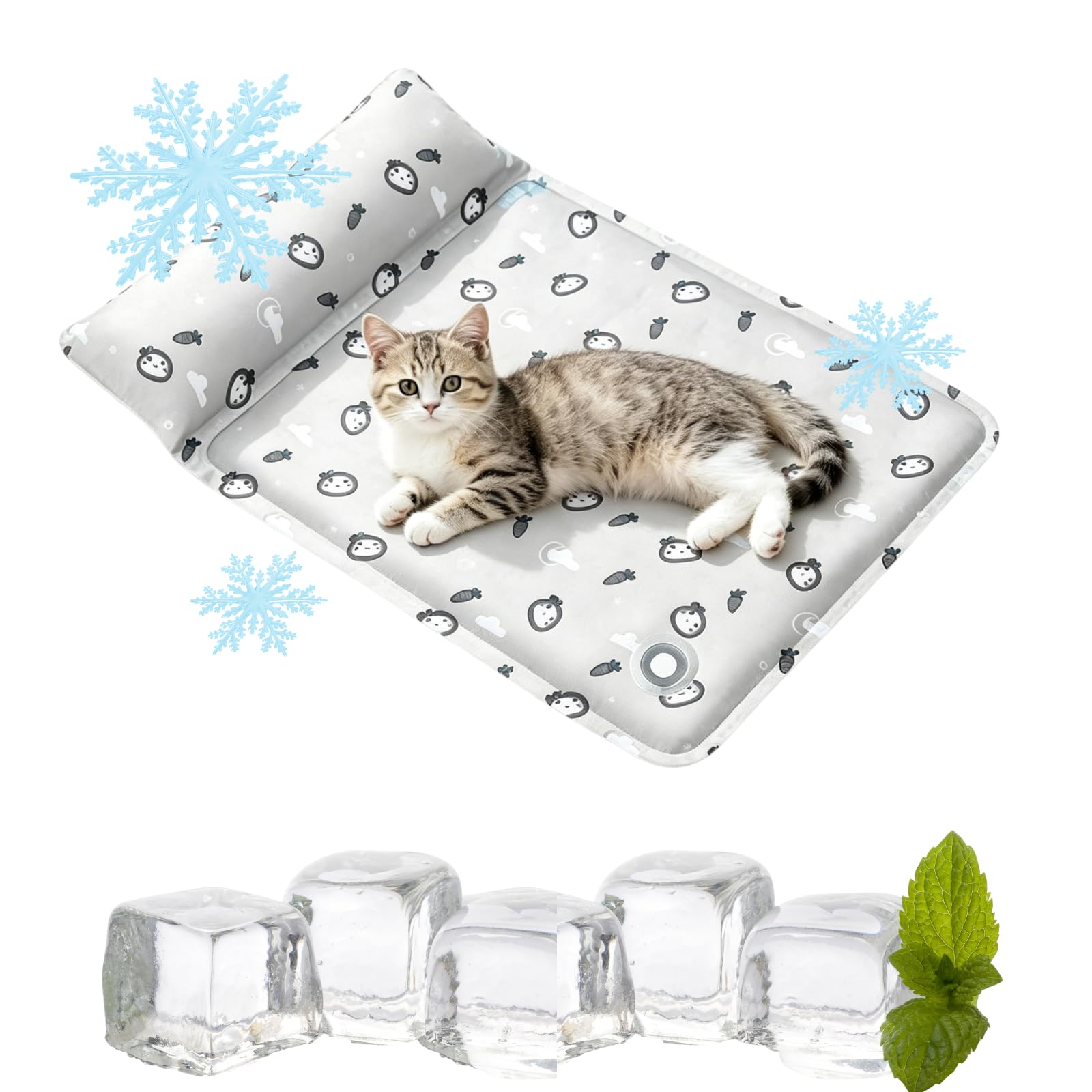 Tapis de refroidissement pour animal gris avec oreiller confortable
