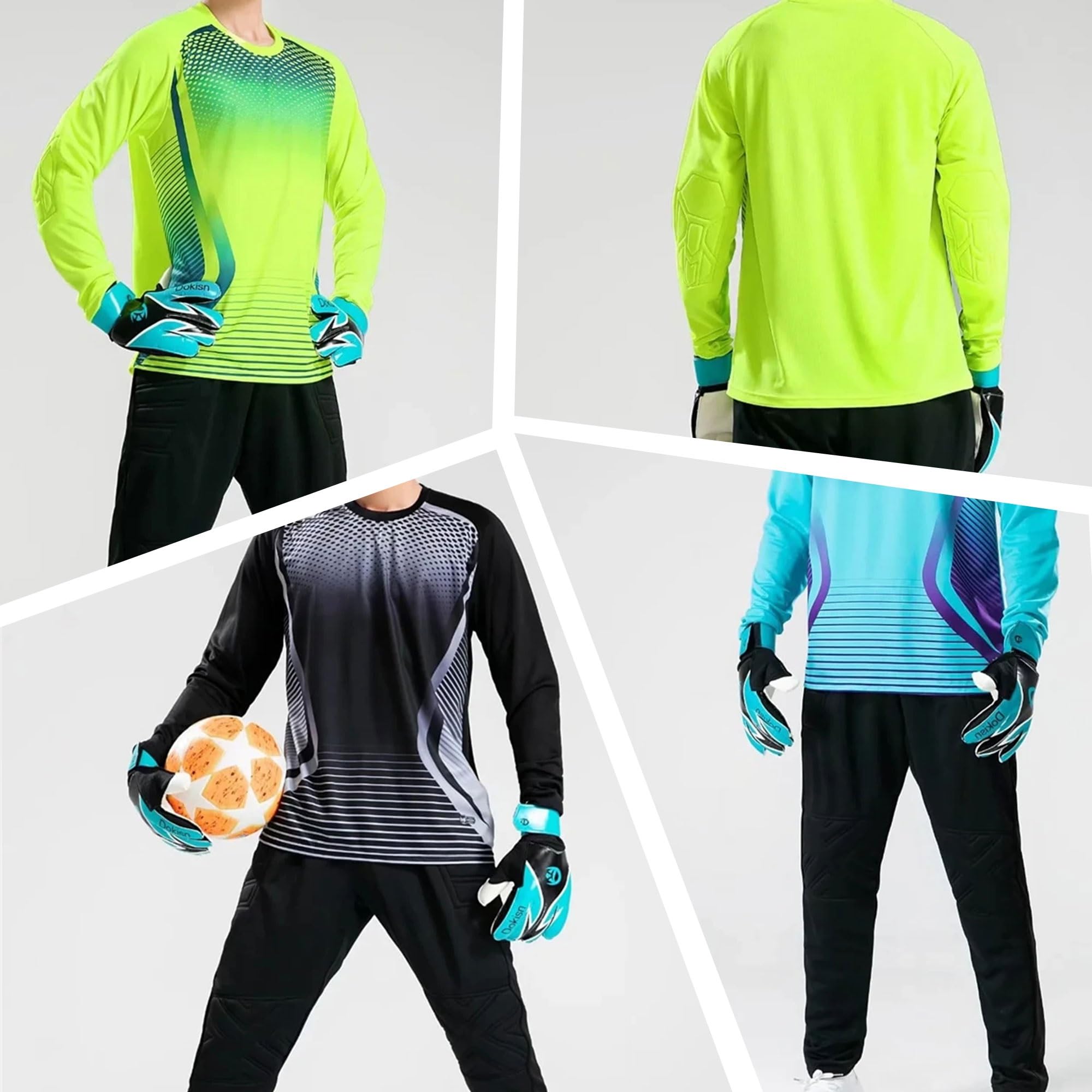 Camiseta de Portero de fútbol for Hombre, Uniforme de fútbol de Manga Larga, Protector de Esponja
