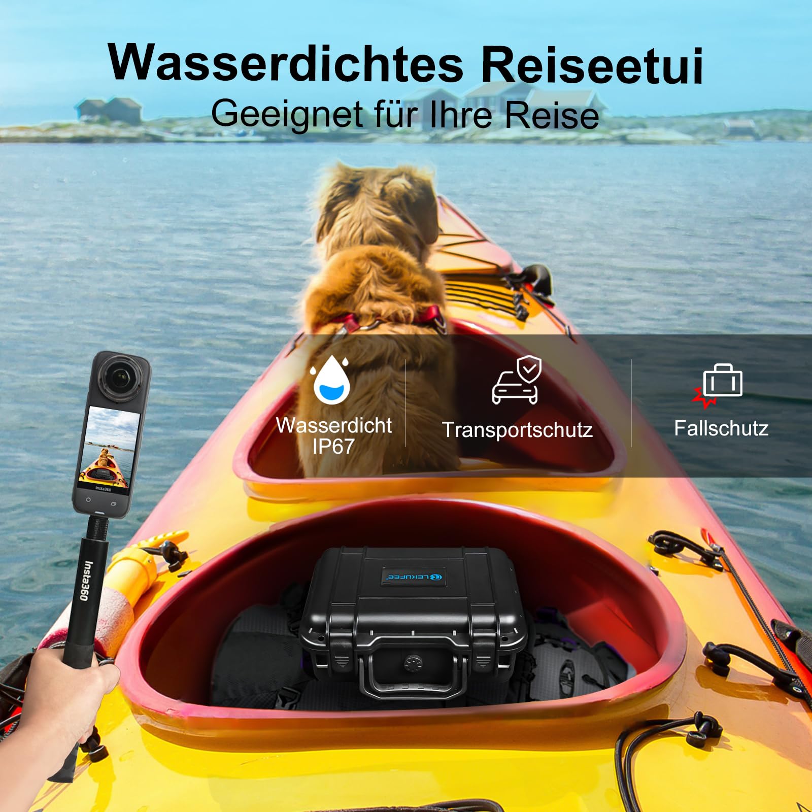 LEKUFEE Tragbare wasserdichte Tragetasche für Insta360 X5/X4 Air/X4/x3,Must-Have-Bundle,Starter-Bundle und Zubehör (nur Koffer)