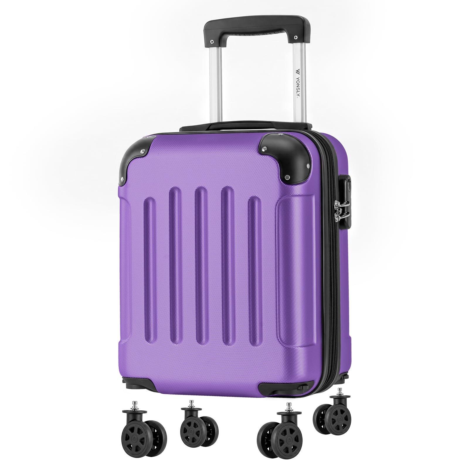 yonsly Koffer Suitcase, Trolley Reisekoffer, Rollkoffer Handgepäck mit 4 Rollen 360°, ABS Hartschalen, Sicherheitsschloss, Weicher Gummigriff, 210D-Futter