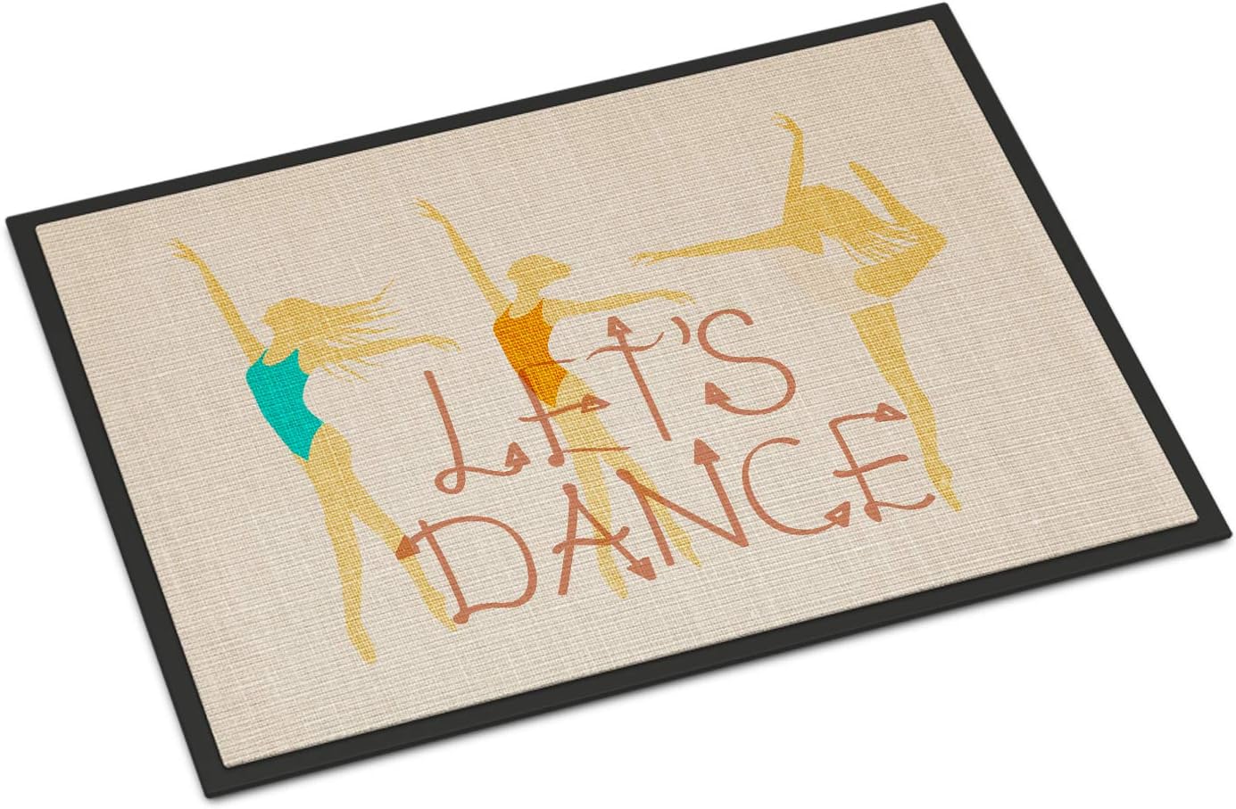 Caroline's Treasures BB5375MAT Let's Dance Linen Pink Doormat 18x27 Front Door Mat Indoor Outdoor Rugs for Entryway, Non Slip Washable Low Pile, 18H X 27W