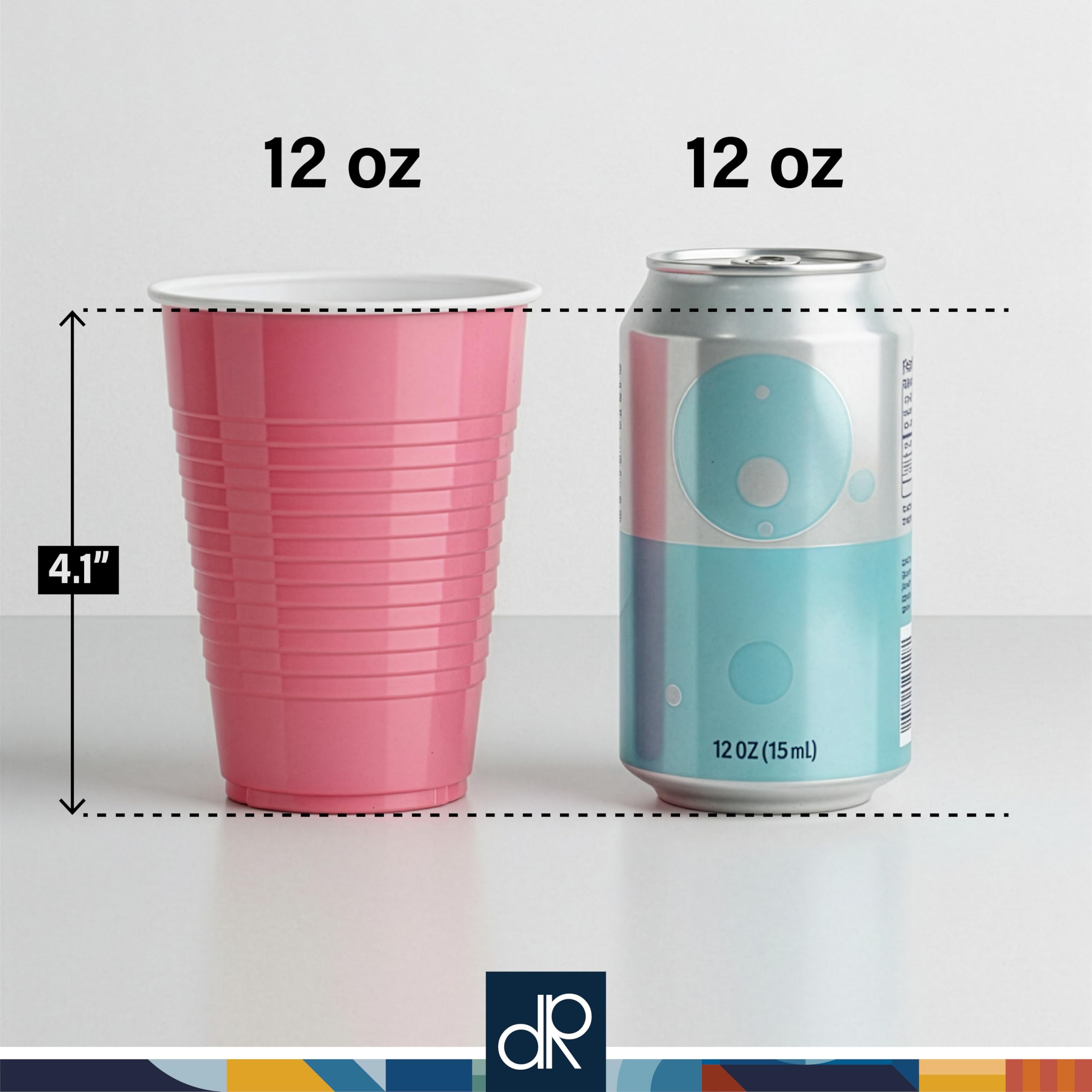 DecorRack Pink Plastic Cups, 12 oz Disposable Cups, Reusable Party Supplies (40 Count)