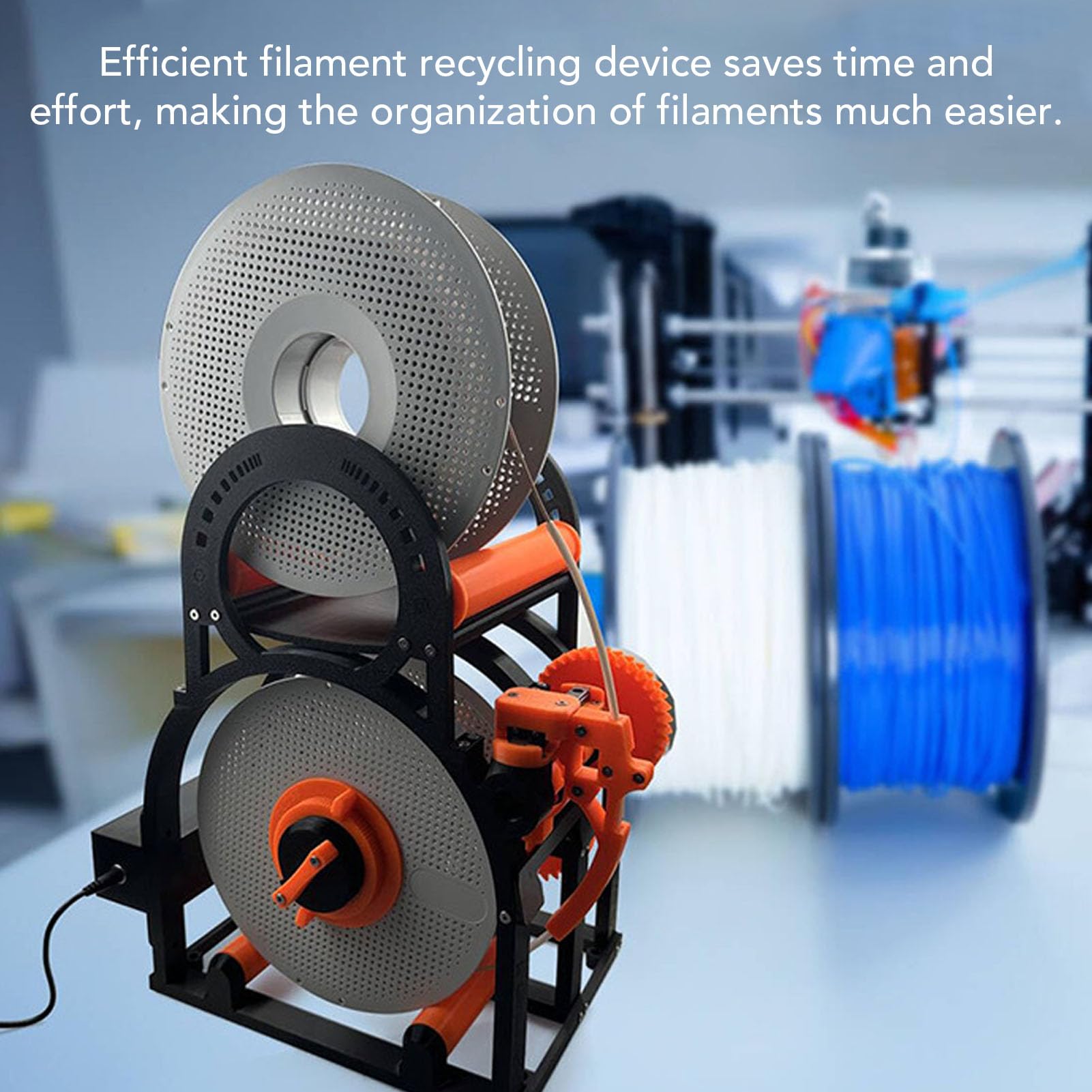 Annadue 3D-Drucker-Filament-Respooler, Praktische Funktion für 20-cm-Spule, Vielseitige Drahtwickellösung für Studios und Werkstätten (EU-Stecker)