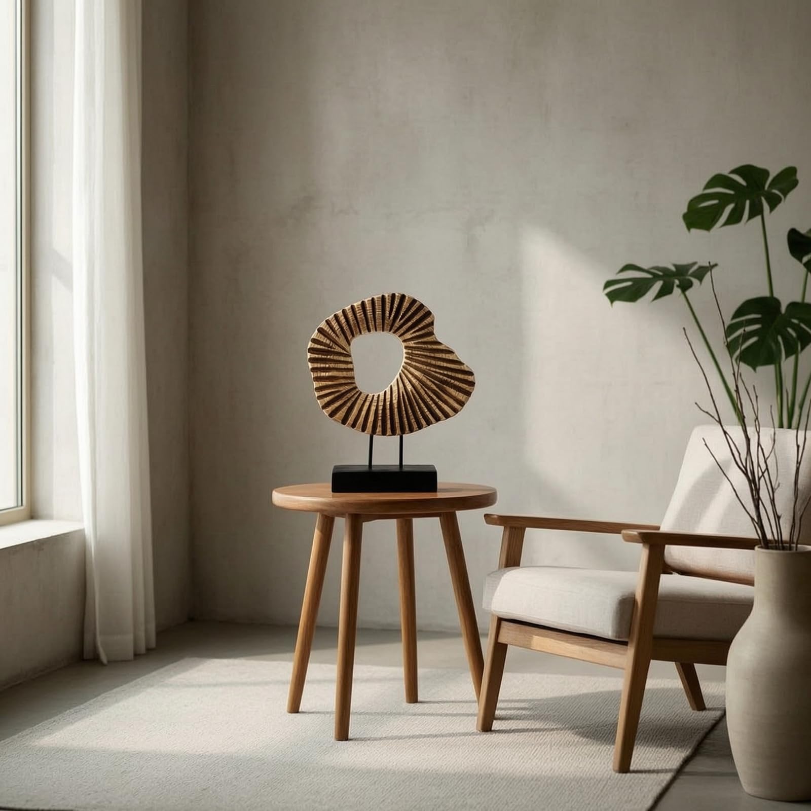 Skulptur mit Sockel Nicht Gegenständlich Tischskulptur Modern Geschnitzte-Skulptur mit Sockel für Ästheten, Wohnzimmer