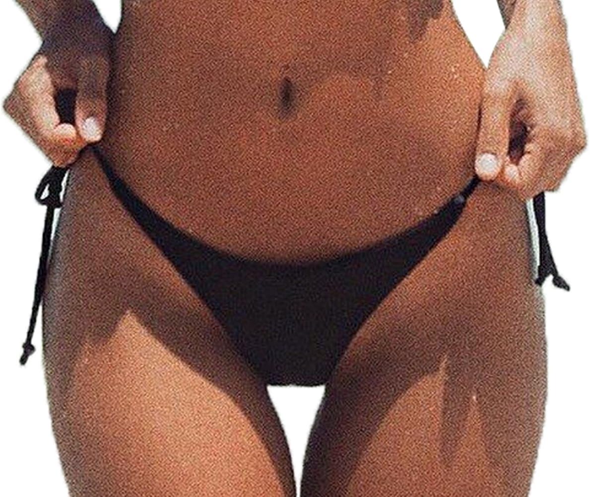 DATO Women Brazilian Bikini Bottom Tie-Side Swimwear Bathing Thong G-String Swimsuit Brief Tanga