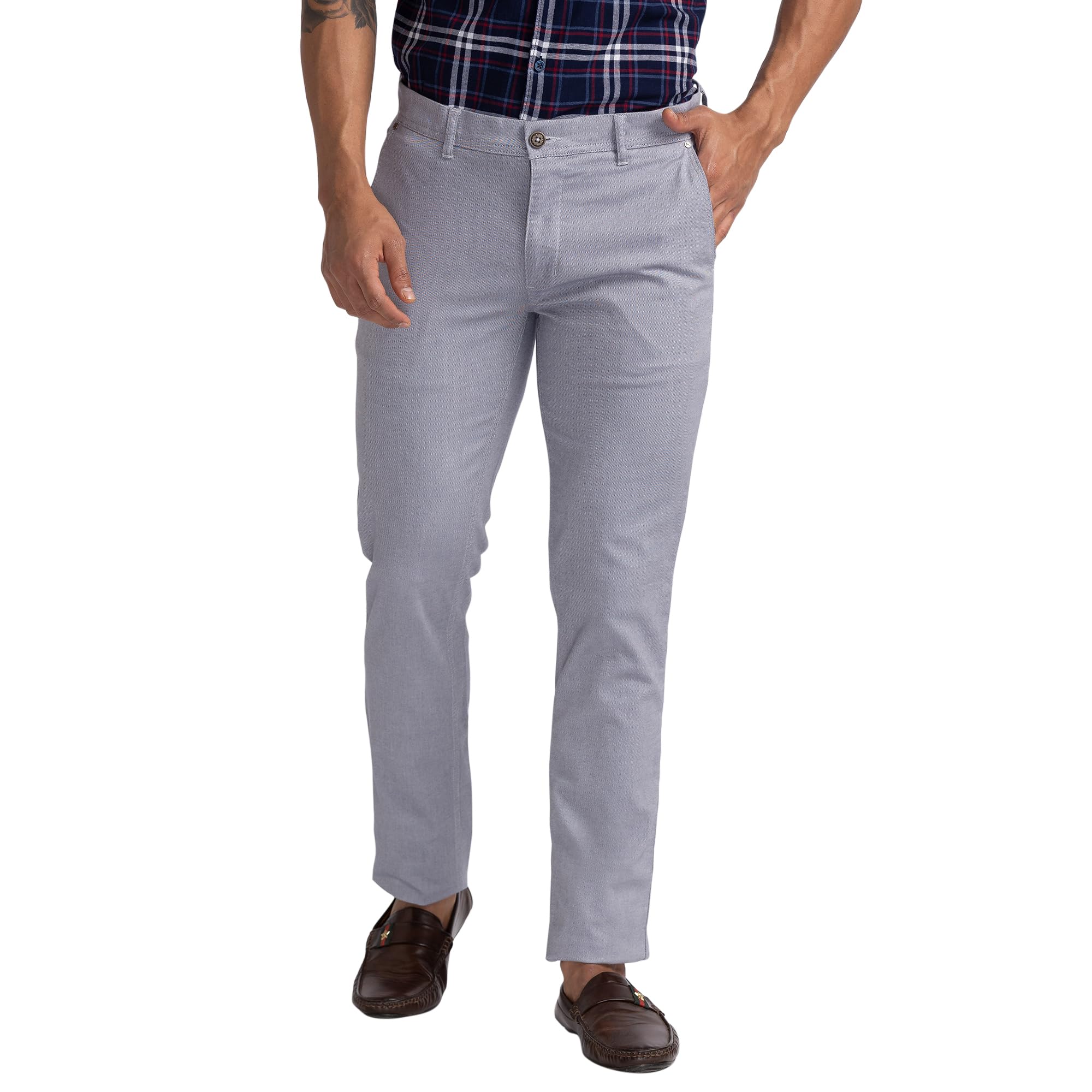 Parx Low Rise Tapered Fit Dark Grey Trouser for Men