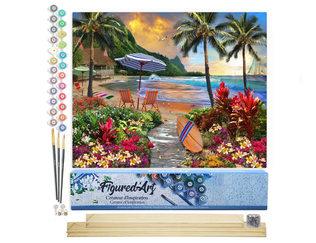 Pintura Por Números Para Adultos – Cuadro Bajo El Coco De Figured'Art – Kit Acrílico 40x50 Cm Sin Bastidor