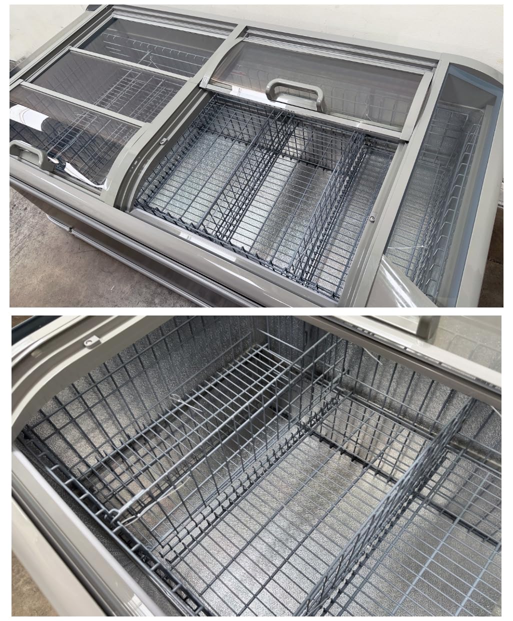 Chest Freezer For Supermarket Meat Freezer Glass Sliding Door 73" Black Showcase Freezer Curve Display Top W/Storage Baskets 18 Cu.Ft Hw18-U on Fridge.com - View 4