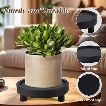 3PCS Wooden Display Risers for Display,Wood Riser Display Pedestal Stand for Home Decor (Modern Black,8,6,5'')