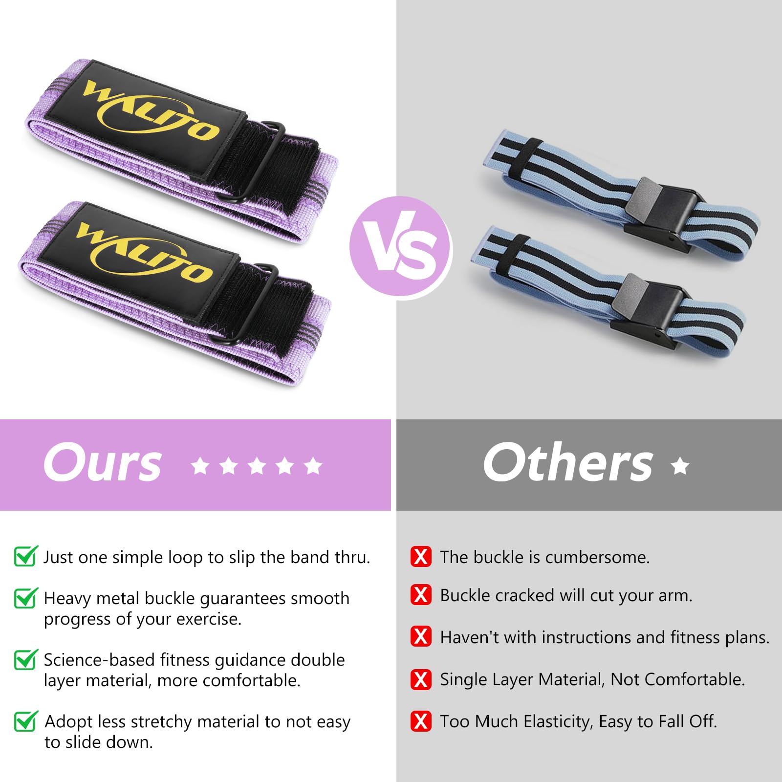 WOOSL bandas de resistencia para piernas y traseros, bandas elásticas para ejercicios de cadera, bandas elásticas antideslizantes (2019 Upgrade), 15.1' Pink Bands