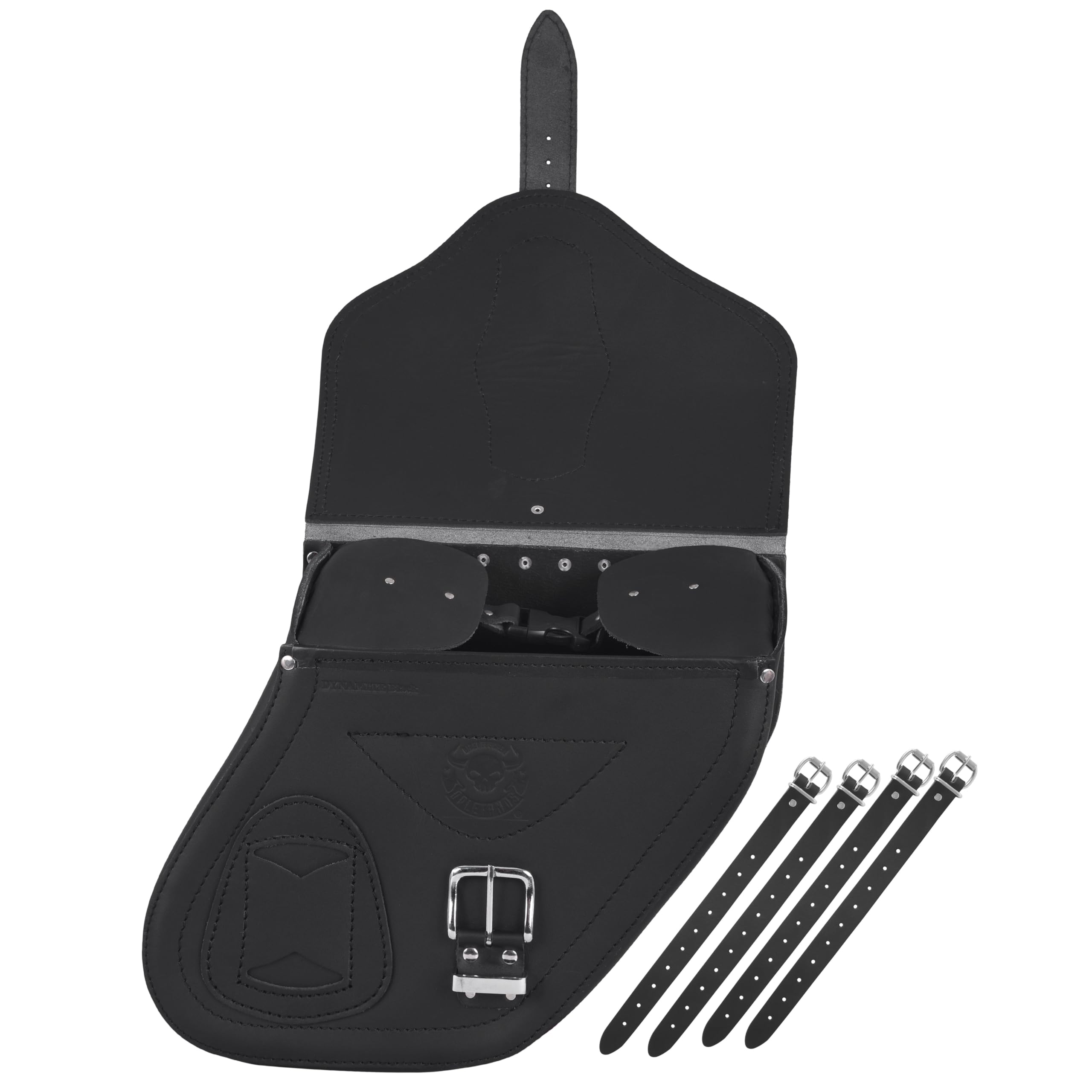 Borsa oscillante Dynamite nera destra compatibile con Harley Davidson Dyna Super Glide Fat Bob Street Bob Low Rider Sportster Borsa posteriore custodia in pelle