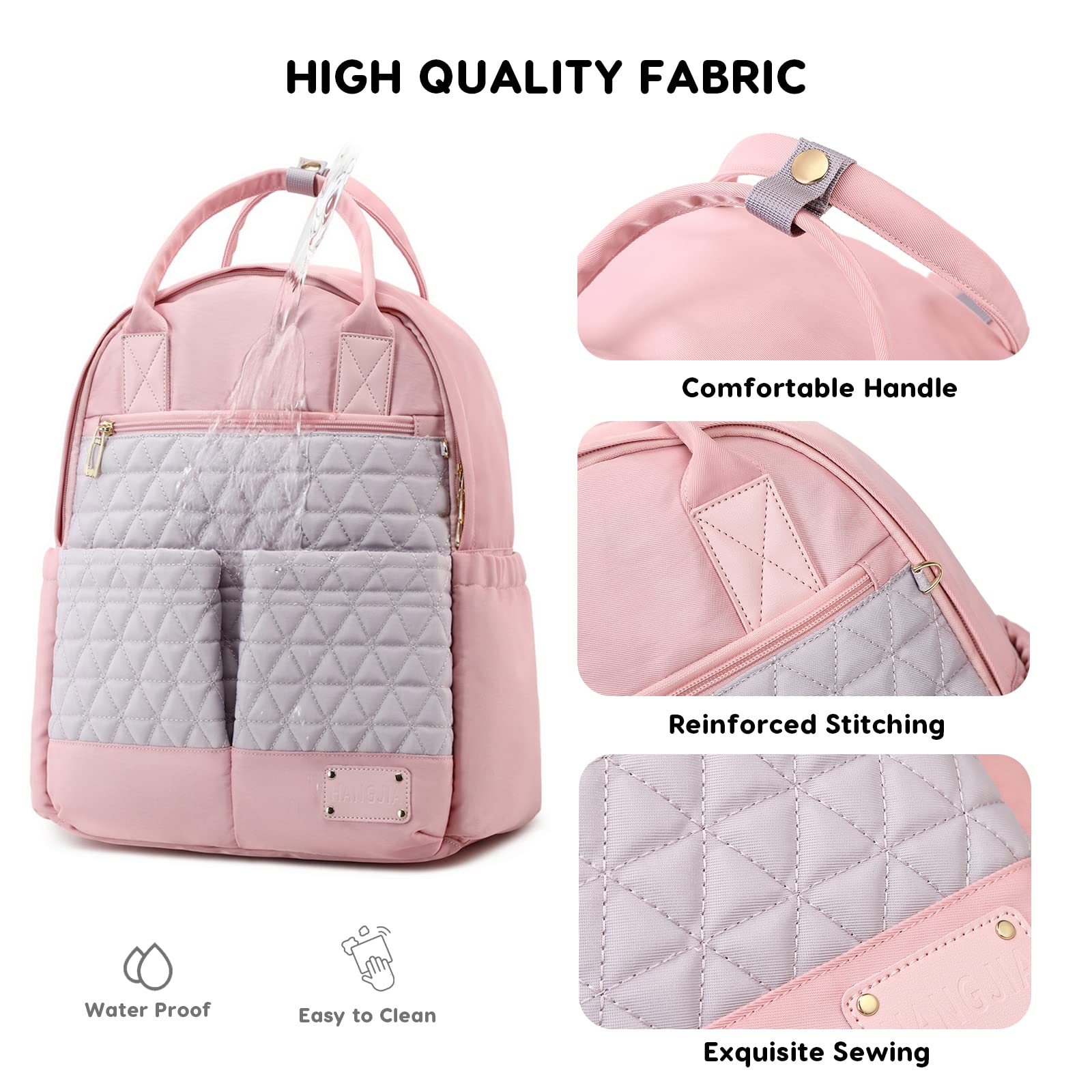 SONARIN Multifunzionale Leggero Zaino Fasciatoio,Grande Capacità Borsa per Pannolini Impermeabile Zaino Mamma Neonato Borsa Fasciatoio da Viaggio Portatile con Borsa Ciuccio(Rosa)
