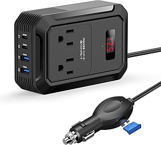 BESTEK インバーター 修正正弦波 200W 「強化版」 12v 100v 電圧保護付き シガーソケット コンセント 急速給電 車載用 カーインバーター USB-C PD 30W/ USB-A QC 18W 合計4ポート コンバーター 車アクセサリー カーチャージャー A-MRI2010EU-BK