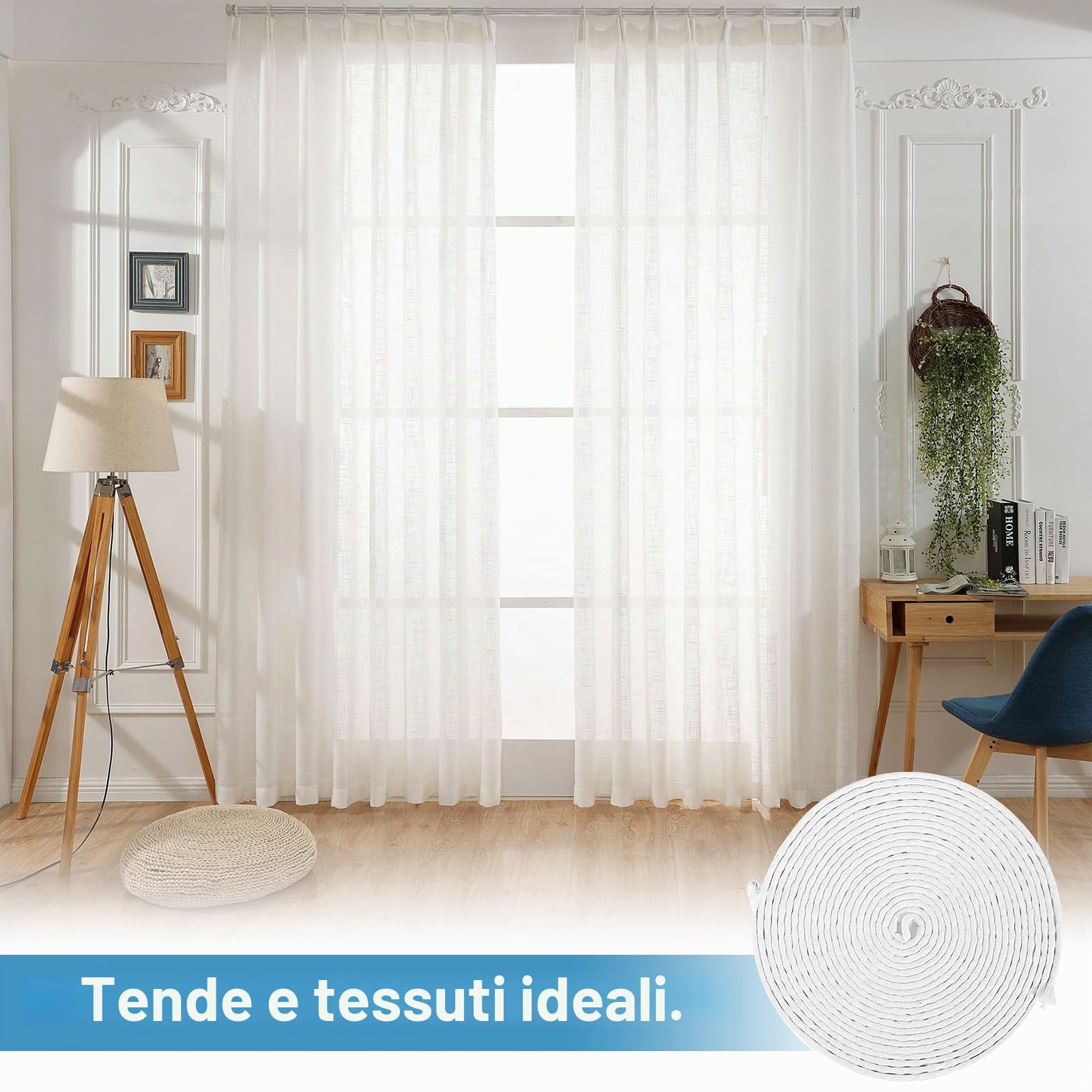 165 g – 3 m di nastro di piombo per tende, tenda da doccia pesante al piombo, per tende, tessuto zanzariera, tende (bianco)