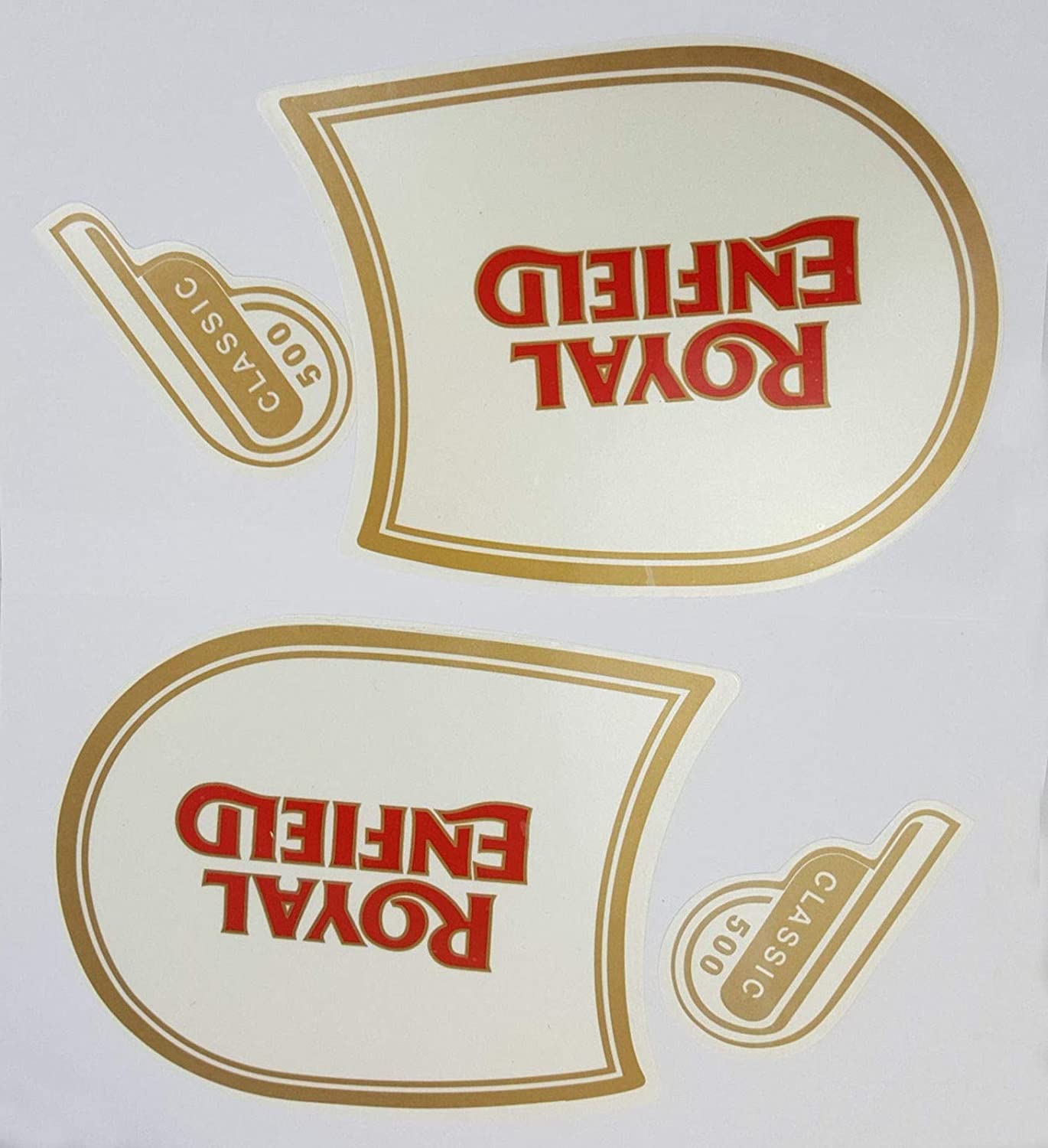 Generic Shop & Buy Fuel Tank & Tool Box Sticker White and Golden Logo Tank R.E.Classic 500/350