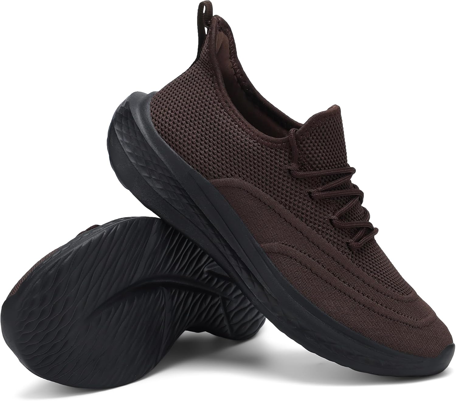 VAMJAM Men's Running Shoes Slip On Walking Shoes Non Slip Lightweight Workout Shoes Breathable Gym Sneakers Fashion Mesh Sneakers Brown Size 11 - Image 7