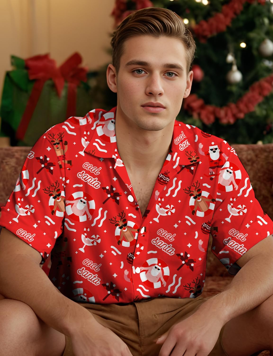 Yoimira Mens Hawaiian Shirts Short Sleeve,Print Mens Casual Button Down Floral Summer Beach Shirt - Image 2