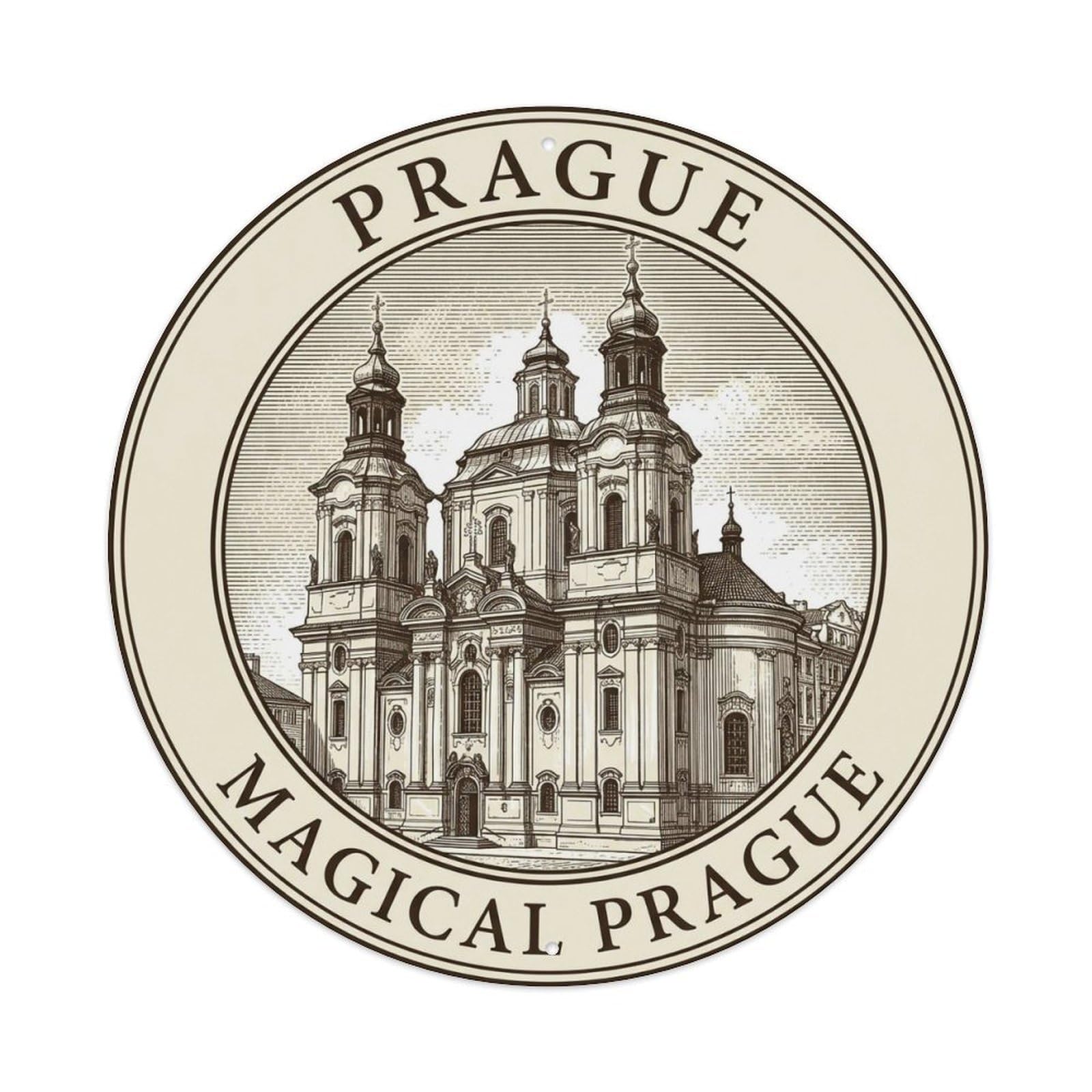 Vintage Travel Prague Czechia Lane Metal Tin Sign