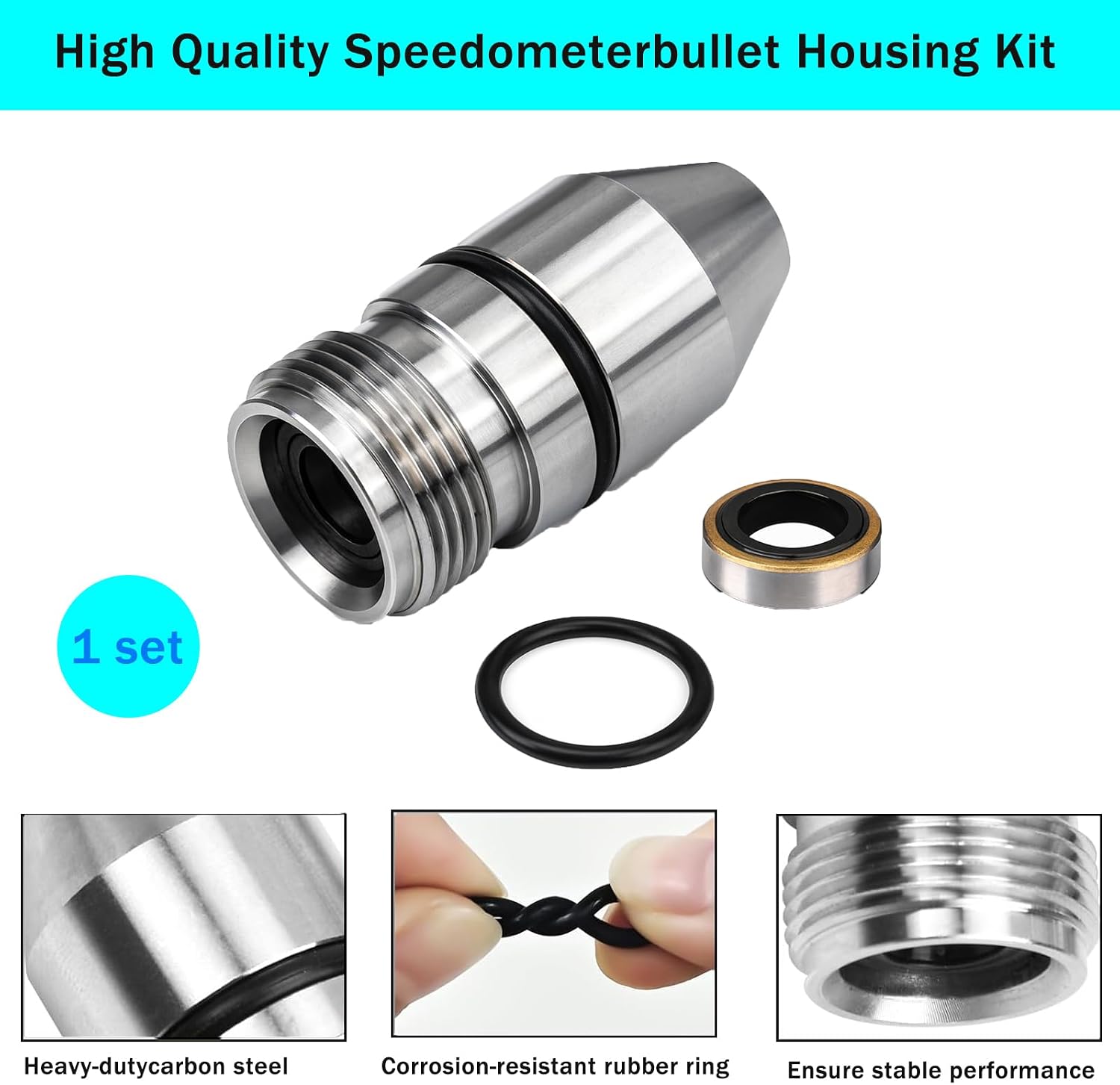 Speedometer Gear Seal Kit for Chevrolet TH200, TH250, TH350 ，Includes 345215 Bullet Speedometer Gear Housing with O-Ring and Metal Wrapped Seal to Prevent Leaks (1 Set)