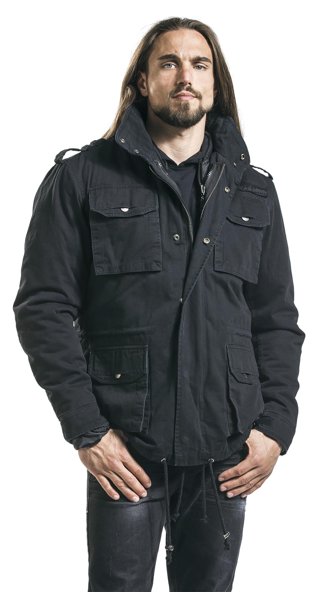 Black Premium by EMP Hombre Chaqueta negra de invierno con chaqueta interior desmontable