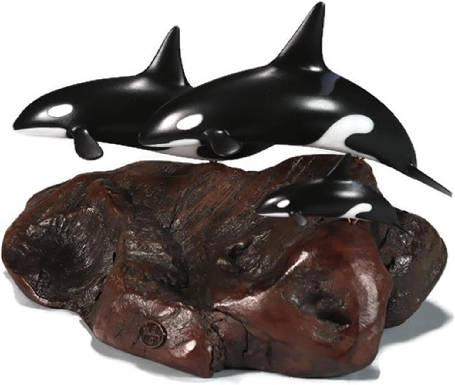 Orca Killer Whale Family Sculpture by John Perry 8in Tall